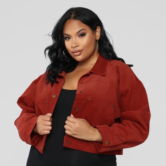 Red Corduroy Cropped Jacket - Picture 11 of 12